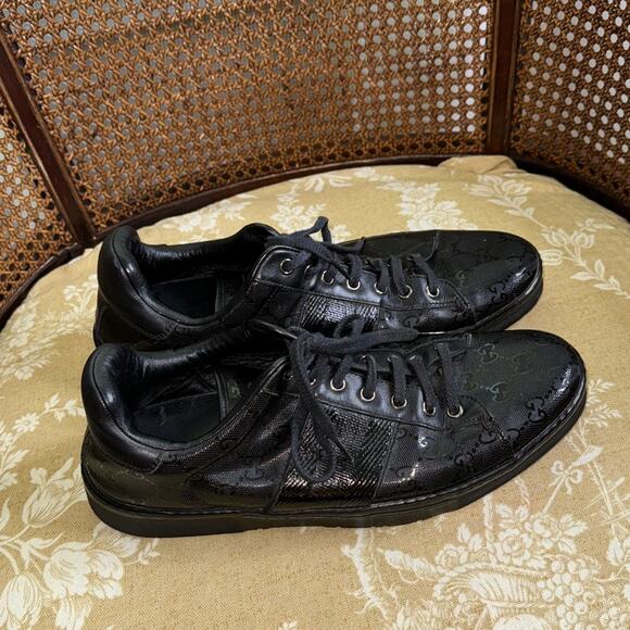 Gucci Men’s GG Guccissima Low Sneakers SKU 227988 Black Size 9 - Picture 5 of 11